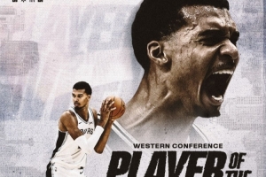 马刺文班周最佳海报 赛季前三战得分100+篮板40+封盖15+历史首人